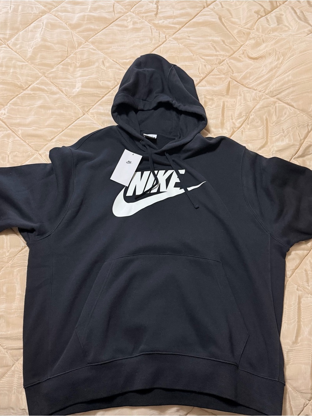 Nike Black Hoodie with White Swoosh - Men's
